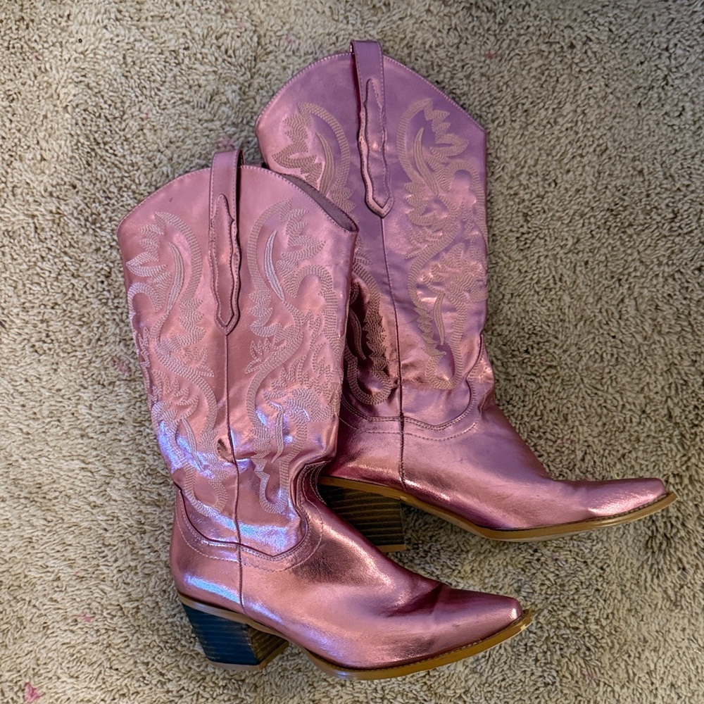Pink Metallic Cowboy Boots